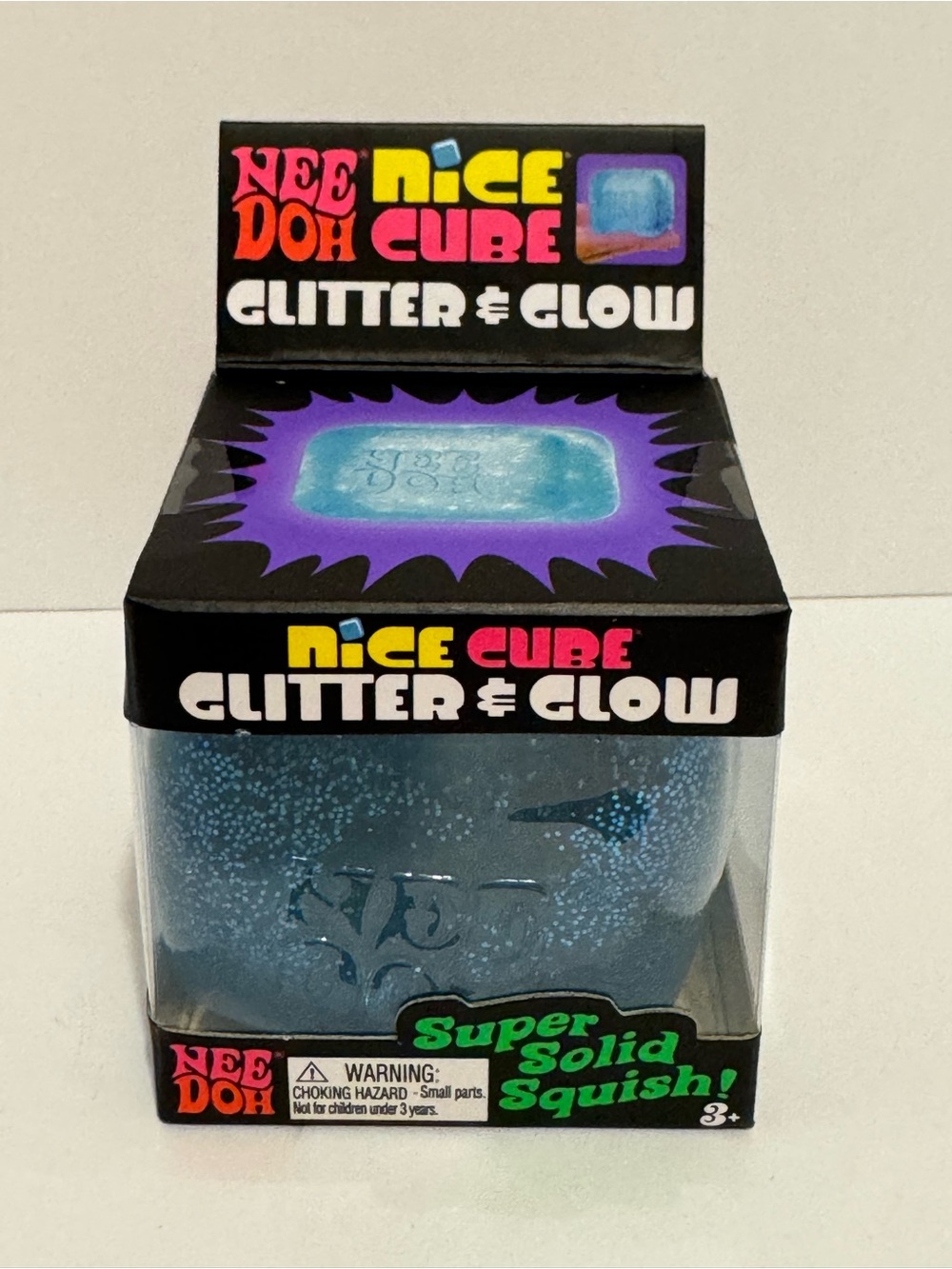 Nee Doh Glitter & Glow Super Solid Nice Cube sensory stress toy Schylling